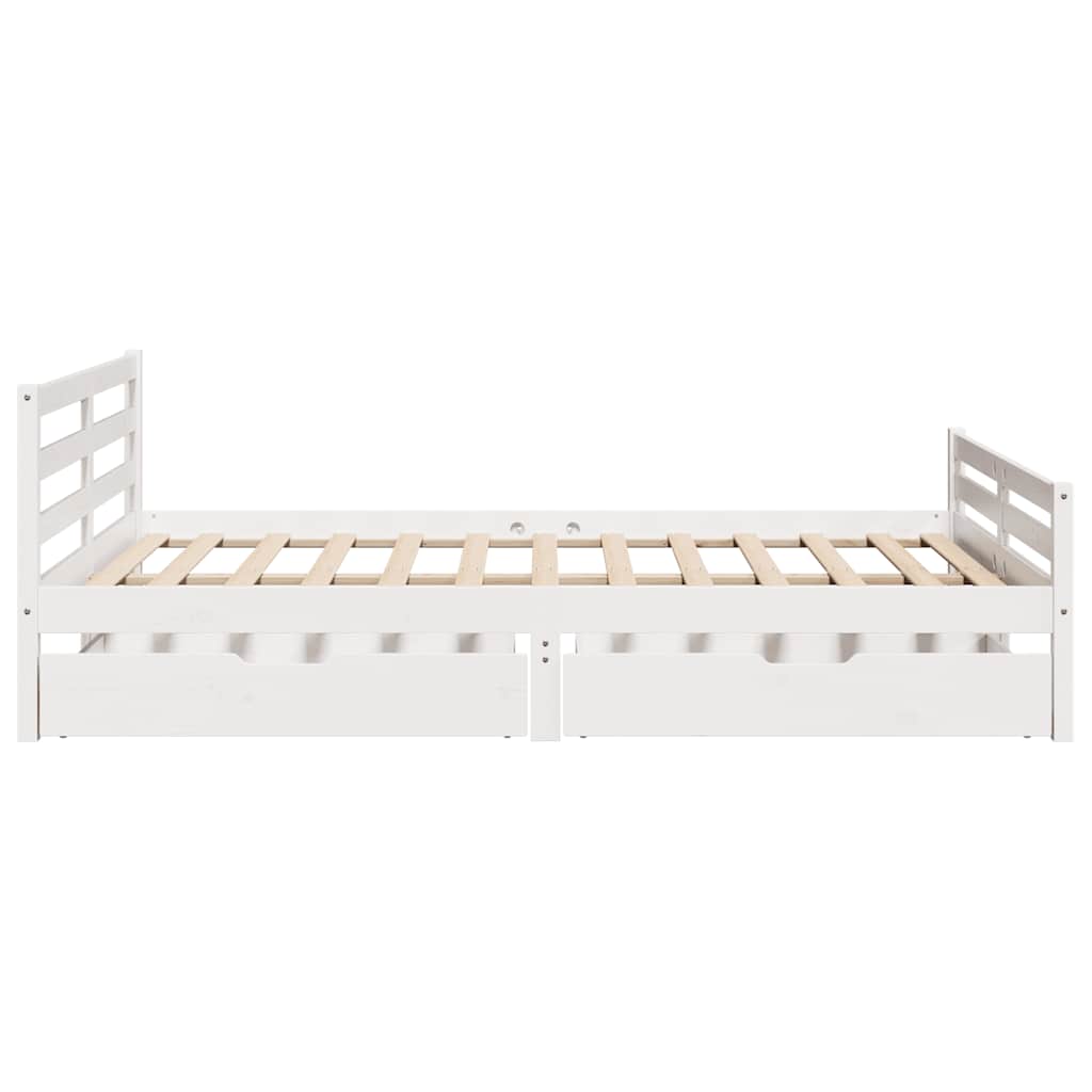 Cadre de lit sans matelas blanc 135x190 cm bois de pin massif - XIOS