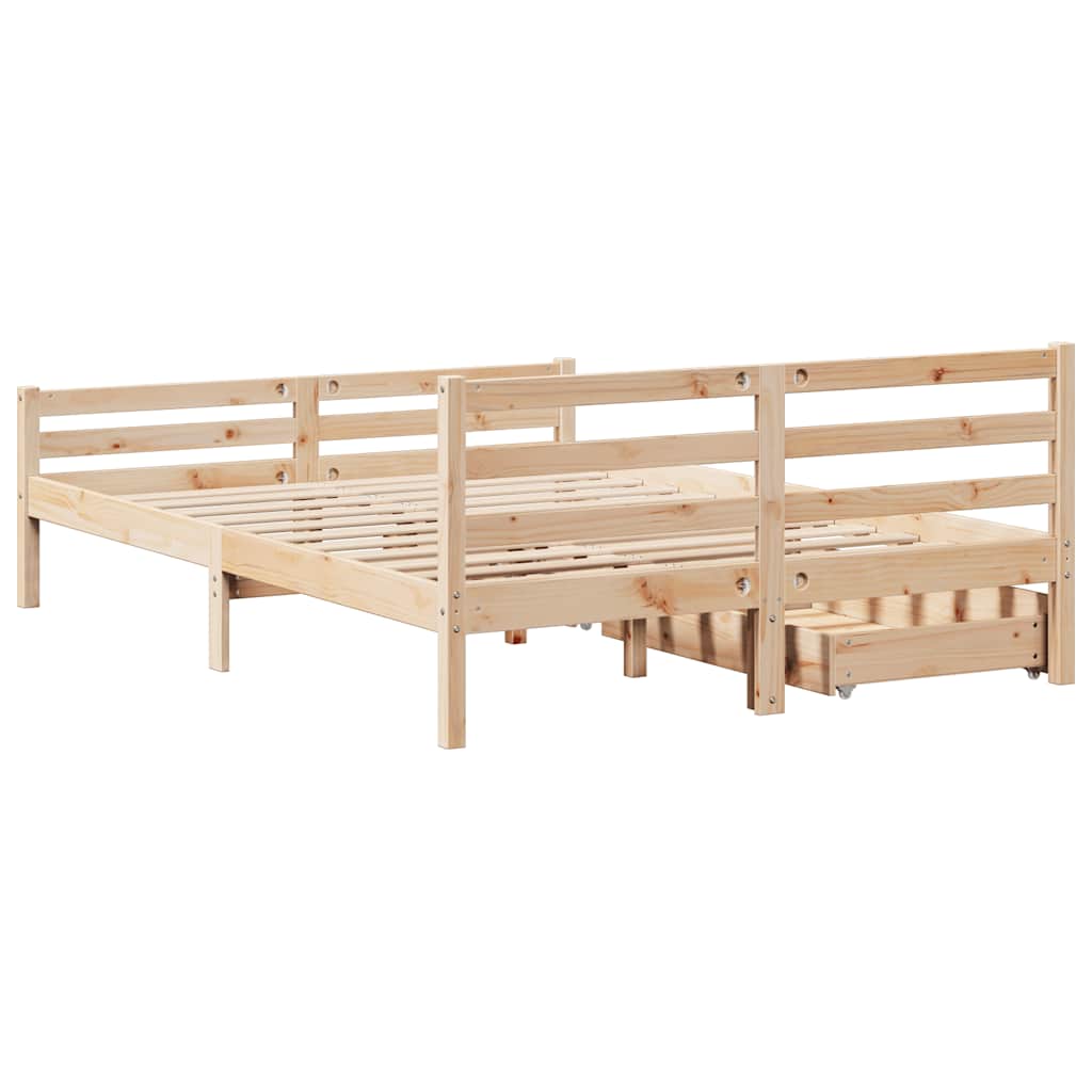Cadre de lit sans matelas 140x190 cm bois de pin massif - XIOS