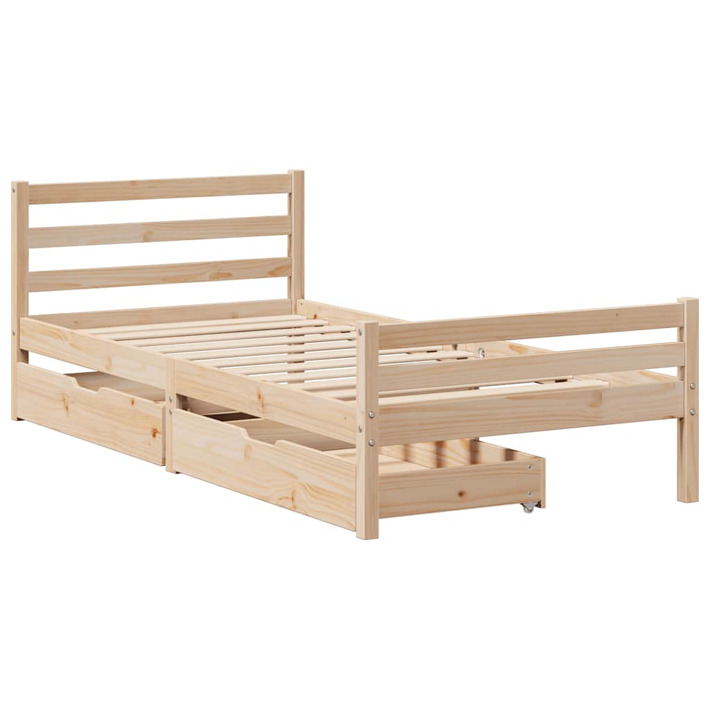 Cadre de lit sans matelas 90x200 cm bois de pin massif - XIOS