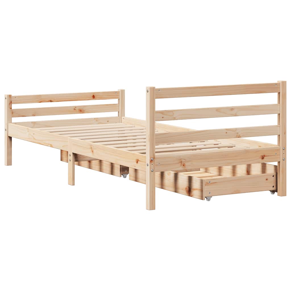 Cadre de lit sans matelas 90x200 cm bois de pin massif - XIOS