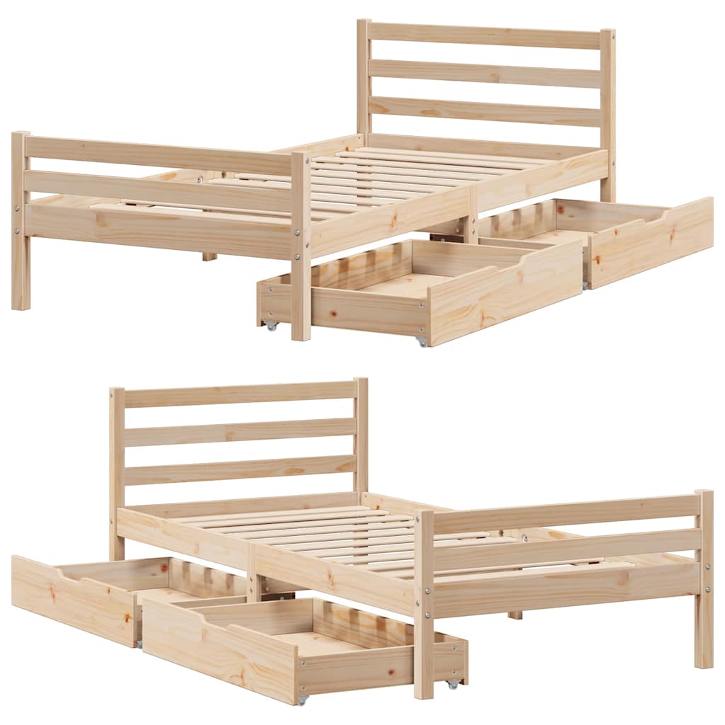 Cadre de lit sans matelas 90x200 cm bois de pin massif - XIOS