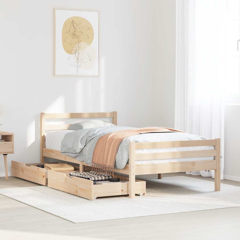 Cadre de lit sans matelas 90x200 cm bois de pin massif - XIOS