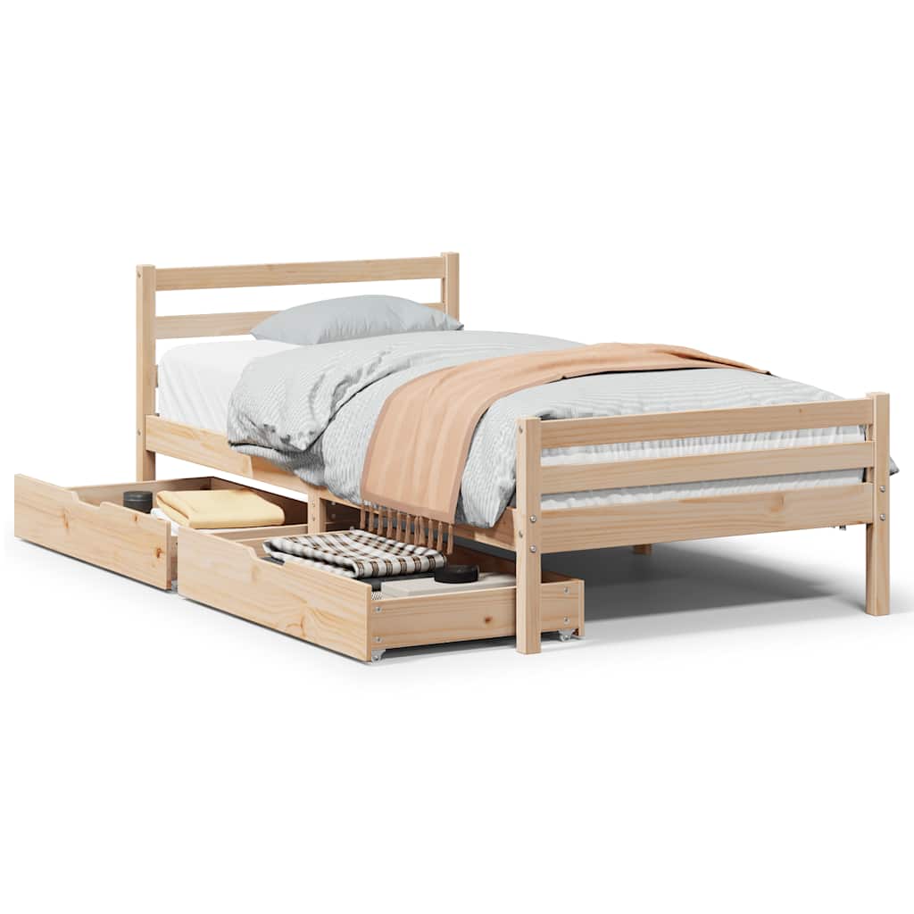 Cadre de lit sans matelas 100x200 cm bois massif de pin - XIOS