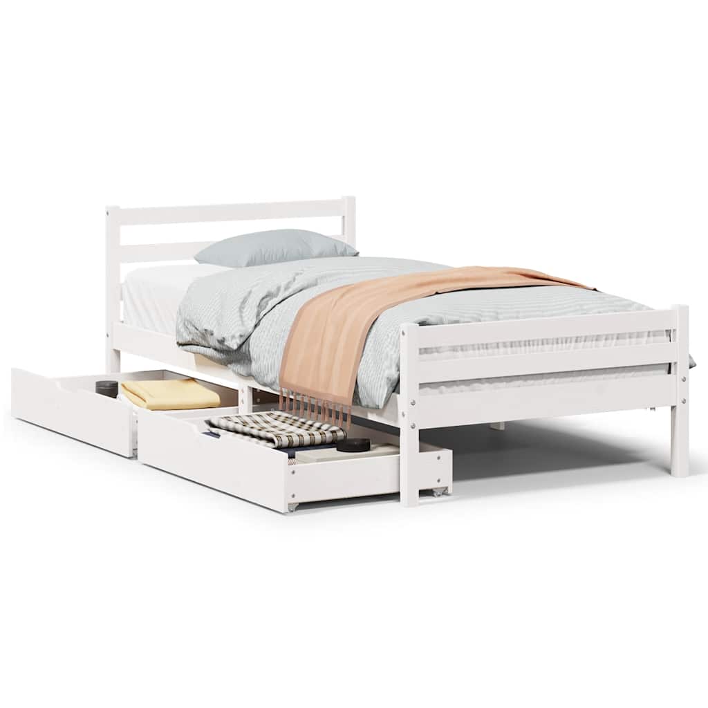 Cadre de lit sans matelas blanc 100x200 cm bois de pin massif - XIOS