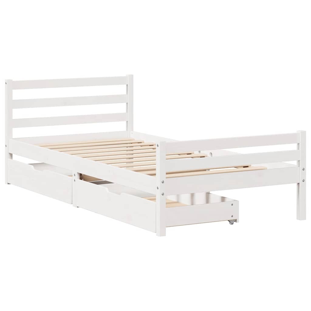 Cadre de lit sans matelas blanc 100x200 cm bois de pin massif - XIOS