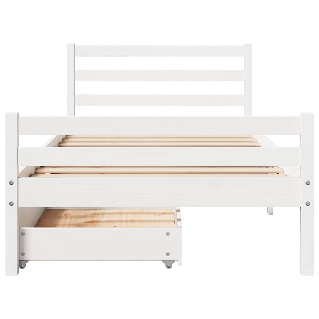 Cadre de lit sans matelas blanc 100x200 cm bois de pin massif - XIOS