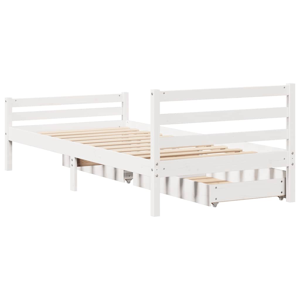 Cadre de lit sans matelas blanc 100x200 cm bois de pin massif - XIOS