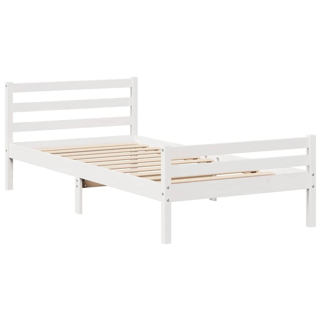 Cadre de lit sans matelas blanc 100x200 cm bois de pin massif - XIOS