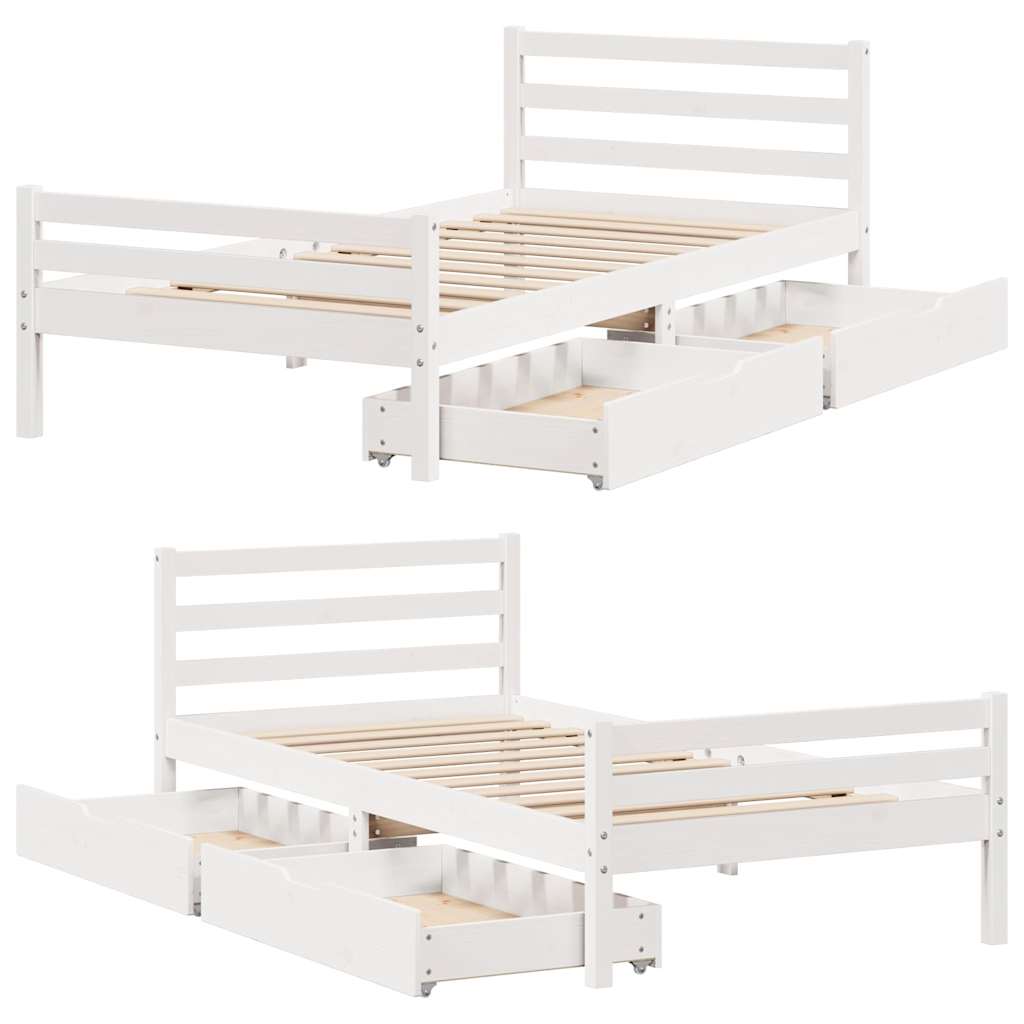 Cadre de lit sans matelas blanc 100x200 cm bois de pin massif - XIOS