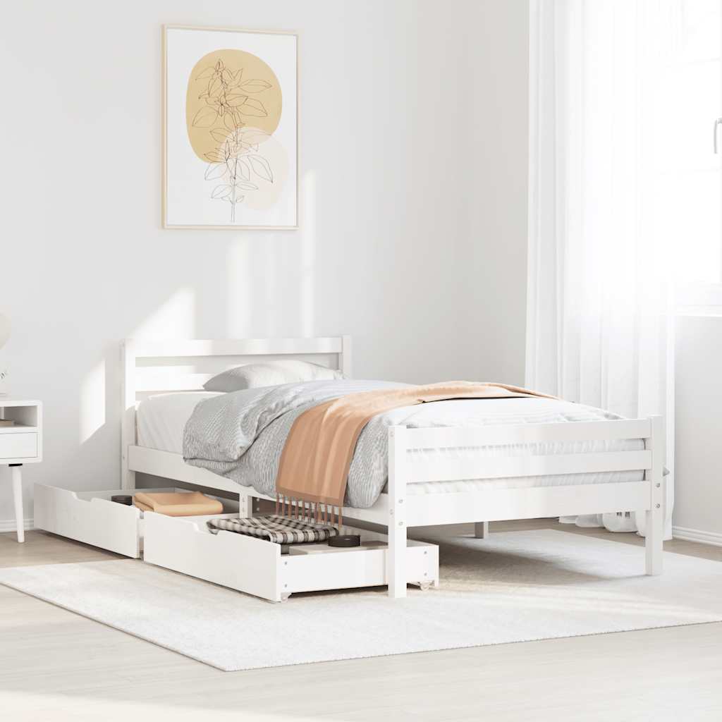 Cadre de lit sans matelas blanc 100x200 cm bois de pin massif - XIOS