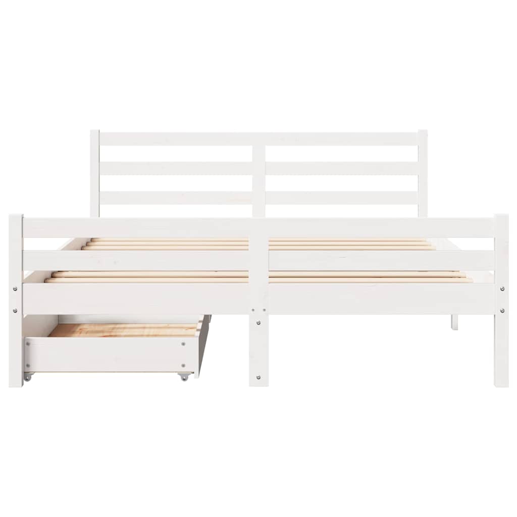 Cadre de lit sans matelas blanc 140x200 cm bois de pin massif - XIOS