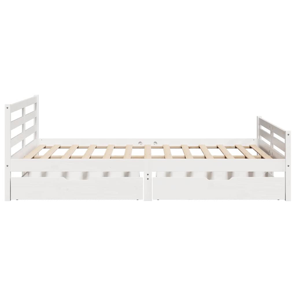 Cadre de lit sans matelas blanc 140x200 cm bois de pin massif - XIOS