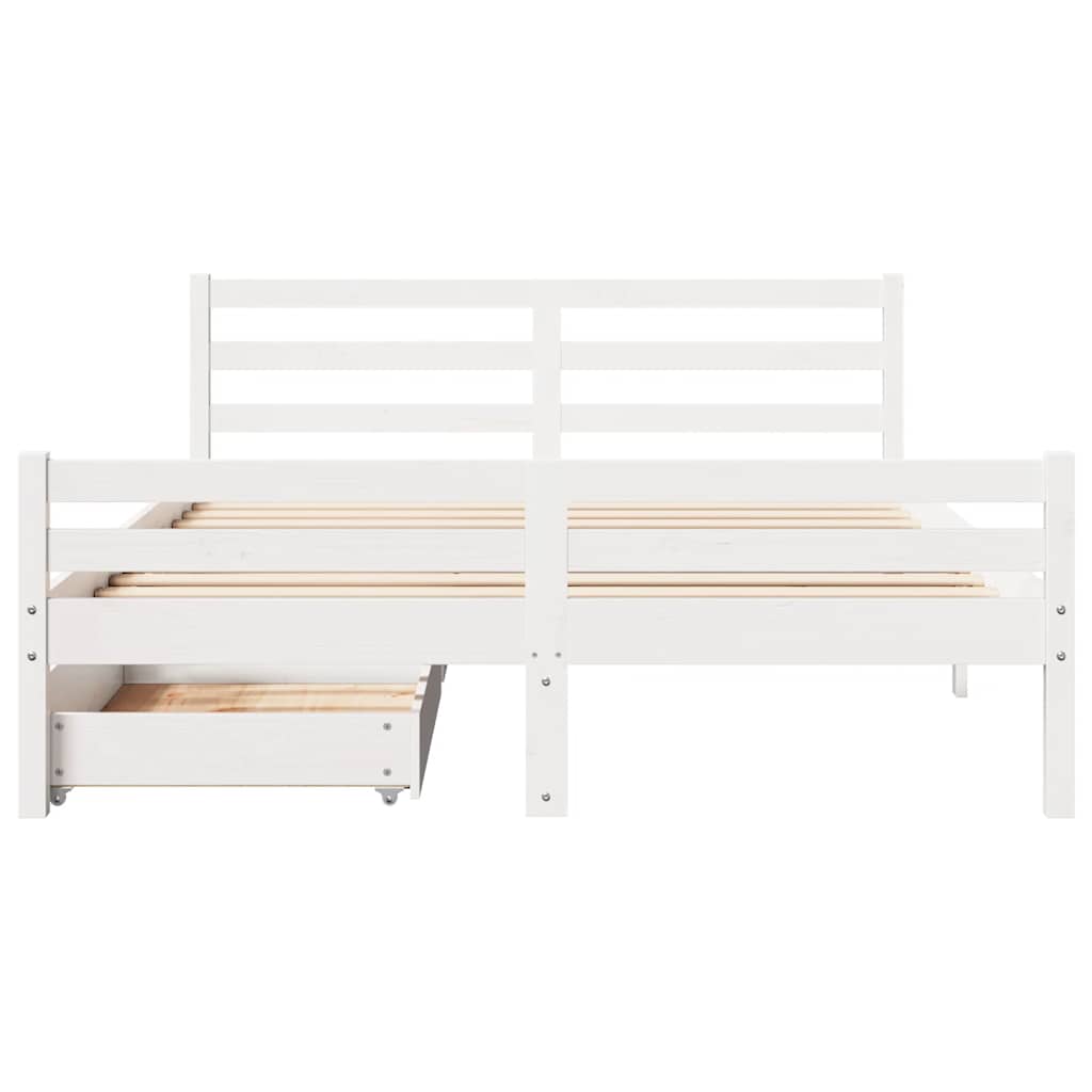 Cadre de lit sans matelas blanc 150x200 cm bois de pin massif - XIOS