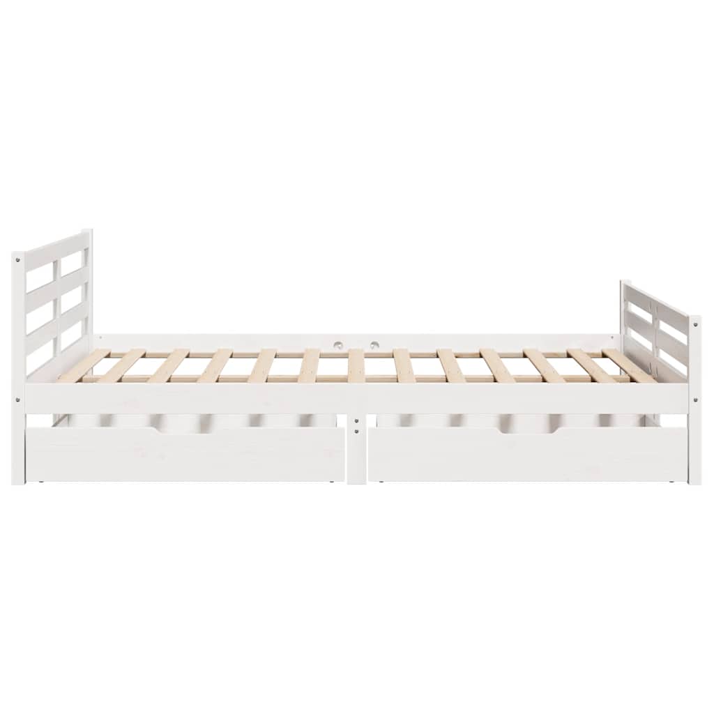 Cadre de lit sans matelas blanc 150x200 cm bois de pin massif - XIOS