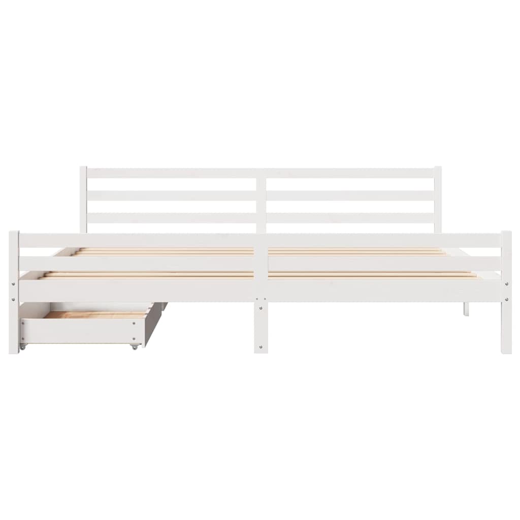 Cadre de lit sans matelas blanc 180x200 cm bois massif de pin - XIOS