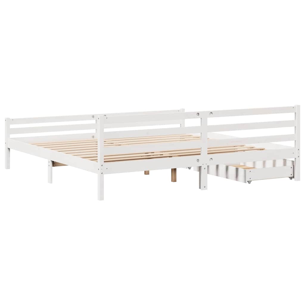 Cadre de lit sans matelas blanc 180x200 cm bois massif de pin - XIOS