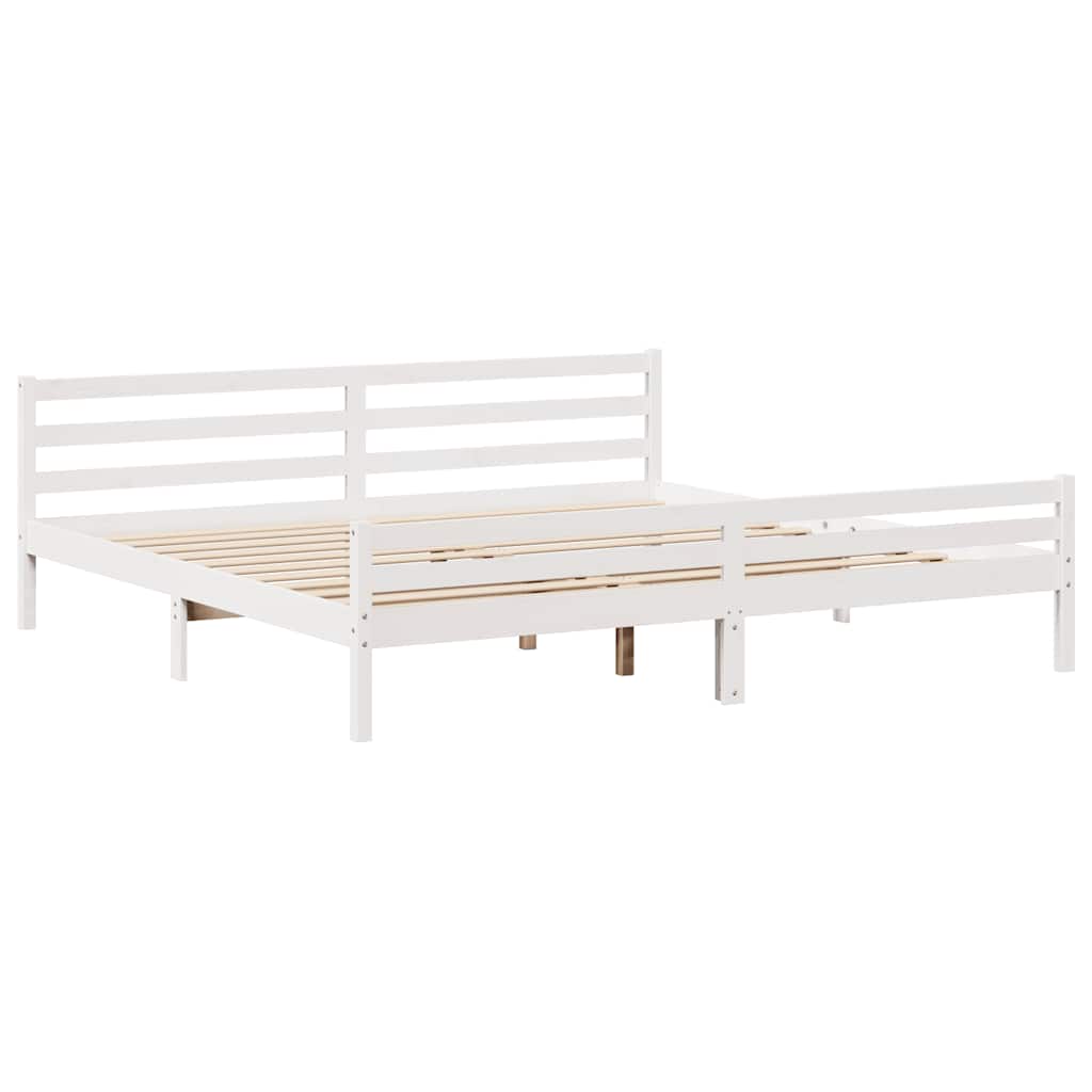 Cadre de lit sans matelas blanc 180x200 cm bois massif de pin - XIOS
