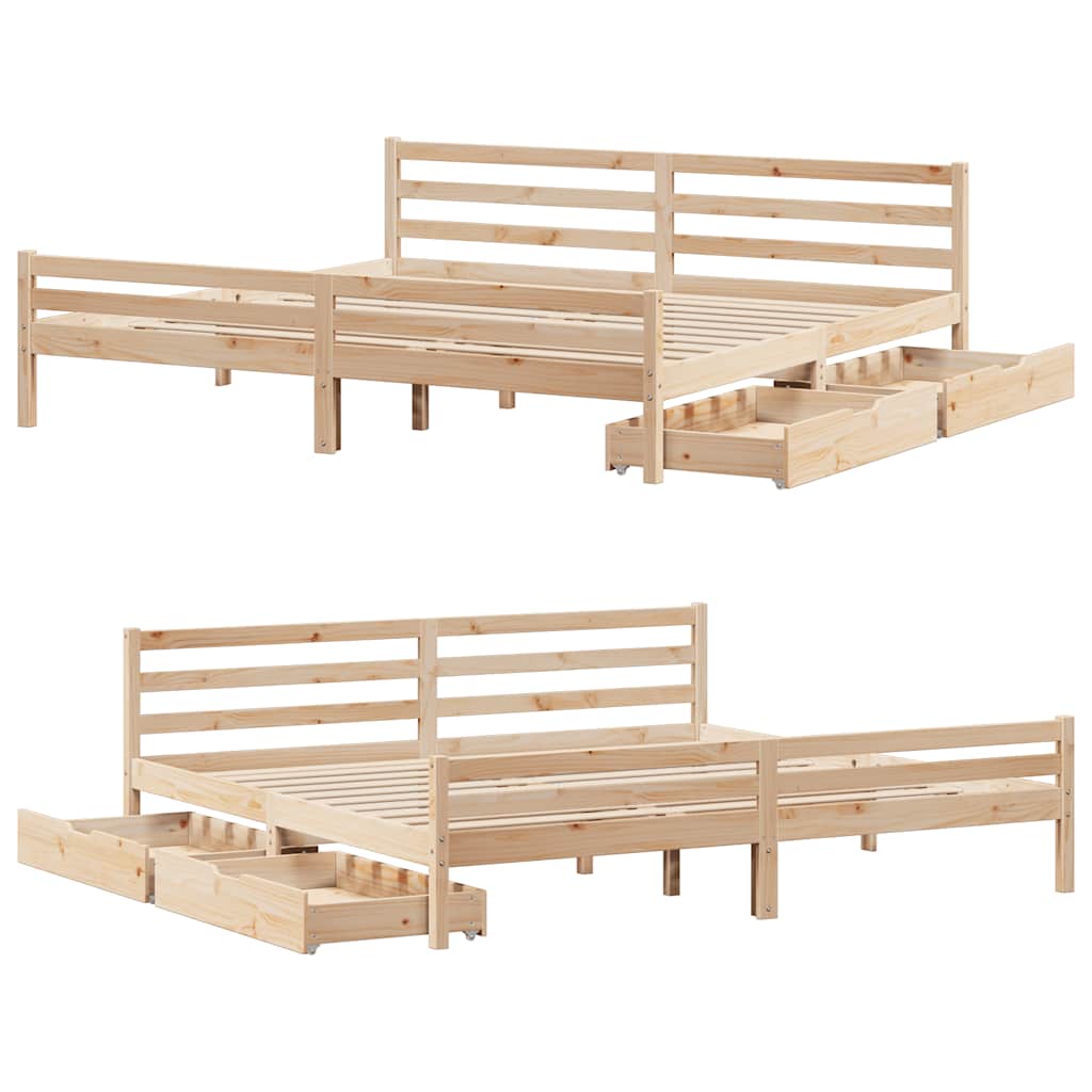 Cadre de lit sans matelas 200x200 cm bois massif de pin - XIOS