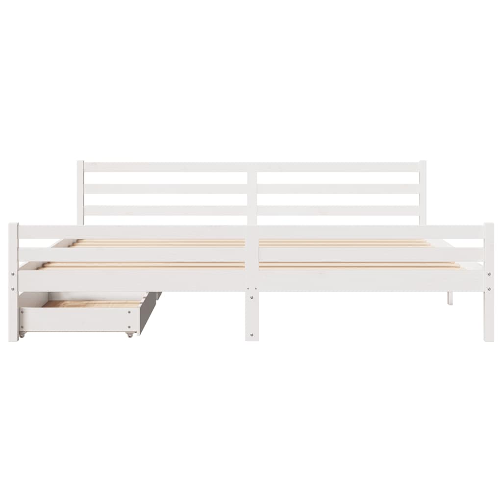 Cadre de lit sans matelas blanc 200x200 cm bois massif de pin - XIOS