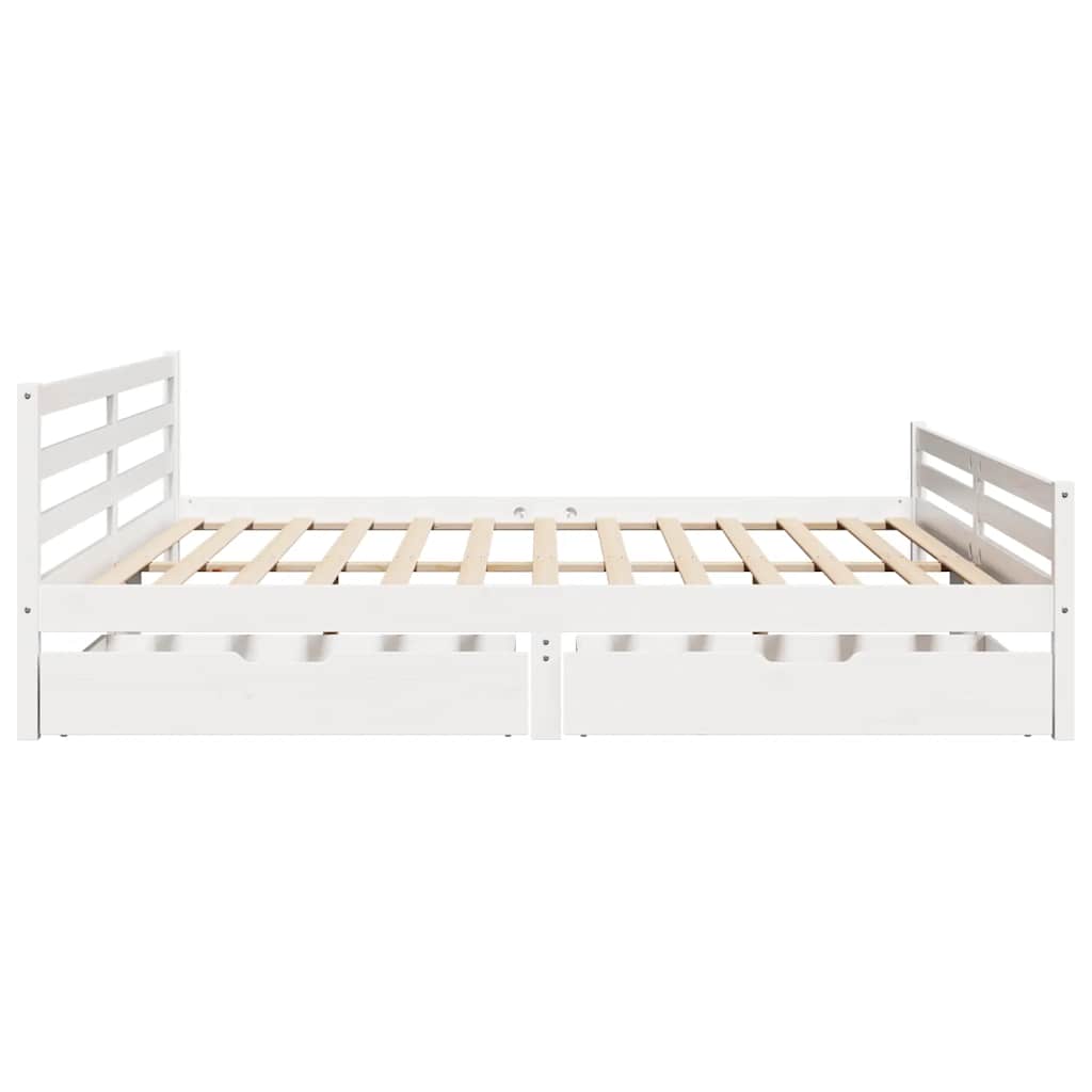Cadre de lit sans matelas blanc 200x200 cm bois massif de pin - XIOS