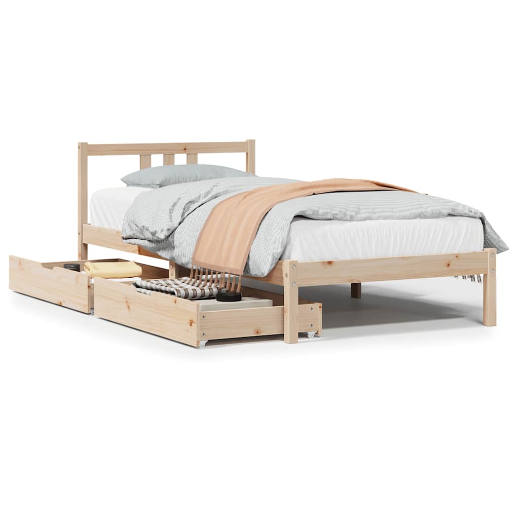 Cadre de lit sans matelas 75x190 cm bois de pin massif - XIOS