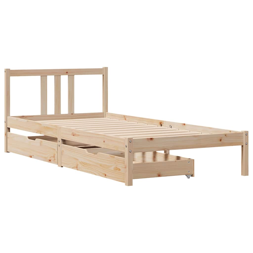 Cadre de lit sans matelas 75x190 cm bois de pin massif - XIOS