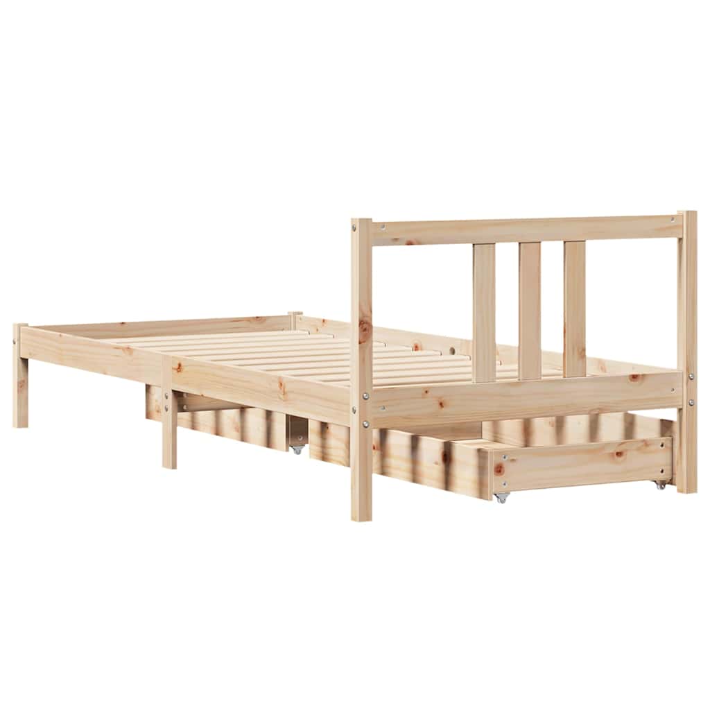 Cadre de lit sans matelas 75x190 cm bois de pin massif - XIOS