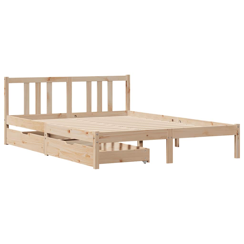 Cadre de lit sans matelas 135x190 cm bois de pin massif - XIOS