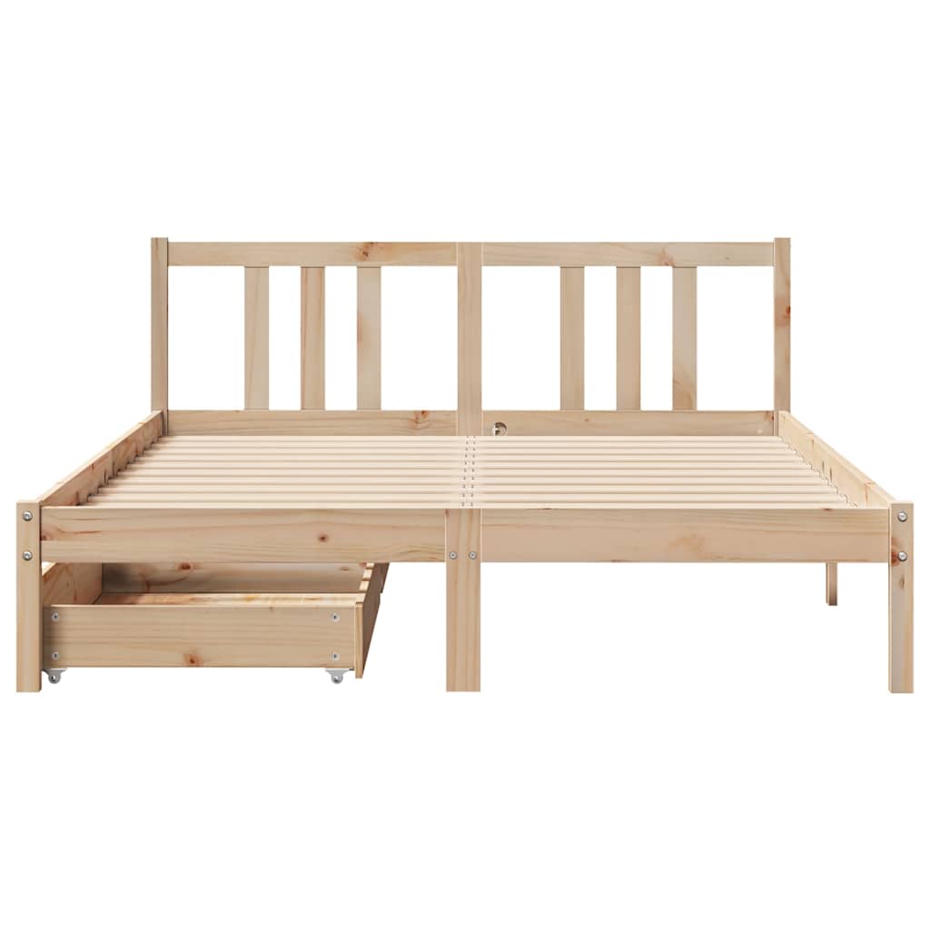 Cadre de lit sans matelas 135x190 cm bois de pin massif - XIOS