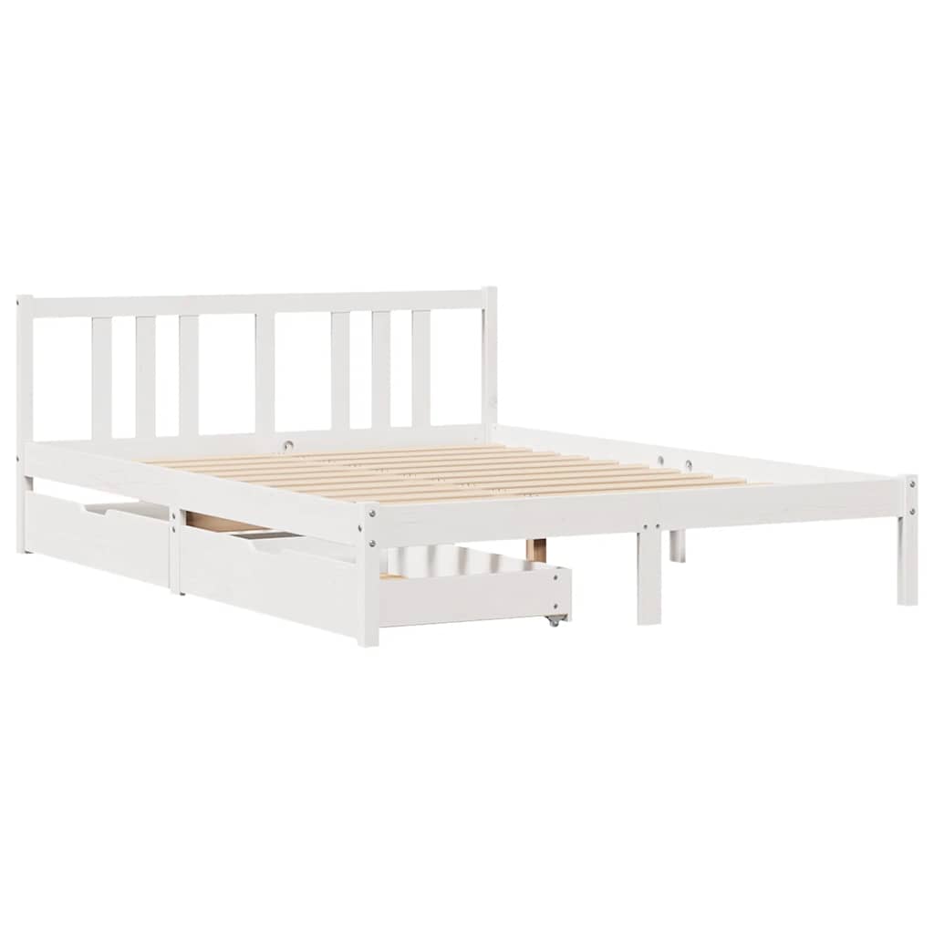 Cadre de lit sans matelas blanc 140x200 cm bois de pin massif - XIOS