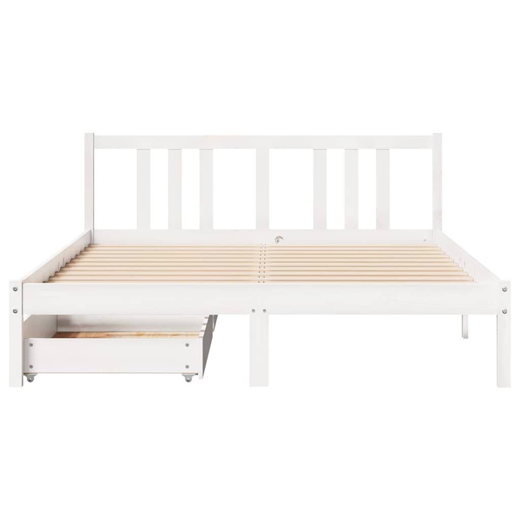 Cadre de lit sans matelas blanc 140x200 cm bois de pin massif - XIOS