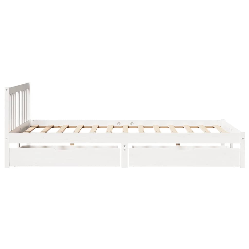 Cadre de lit sans matelas blanc 140x200 cm bois de pin massif - XIOS