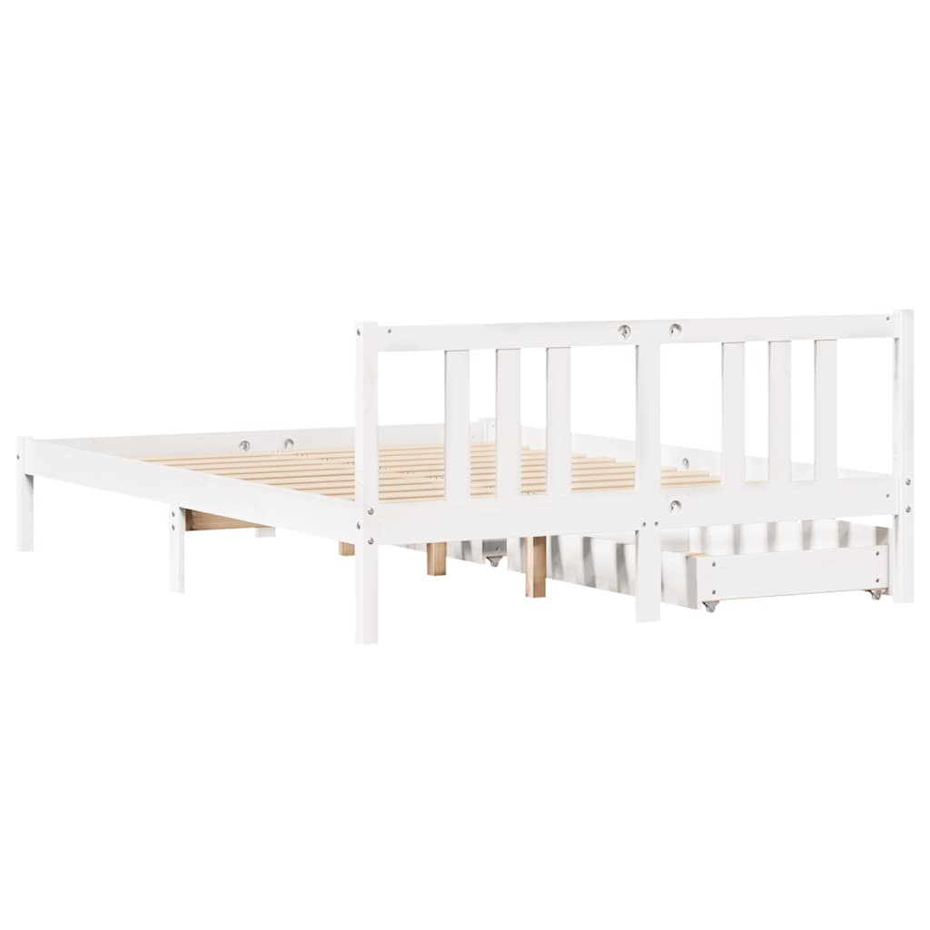 Cadre de lit sans matelas blanc 140x200 cm bois de pin massif - XIOS