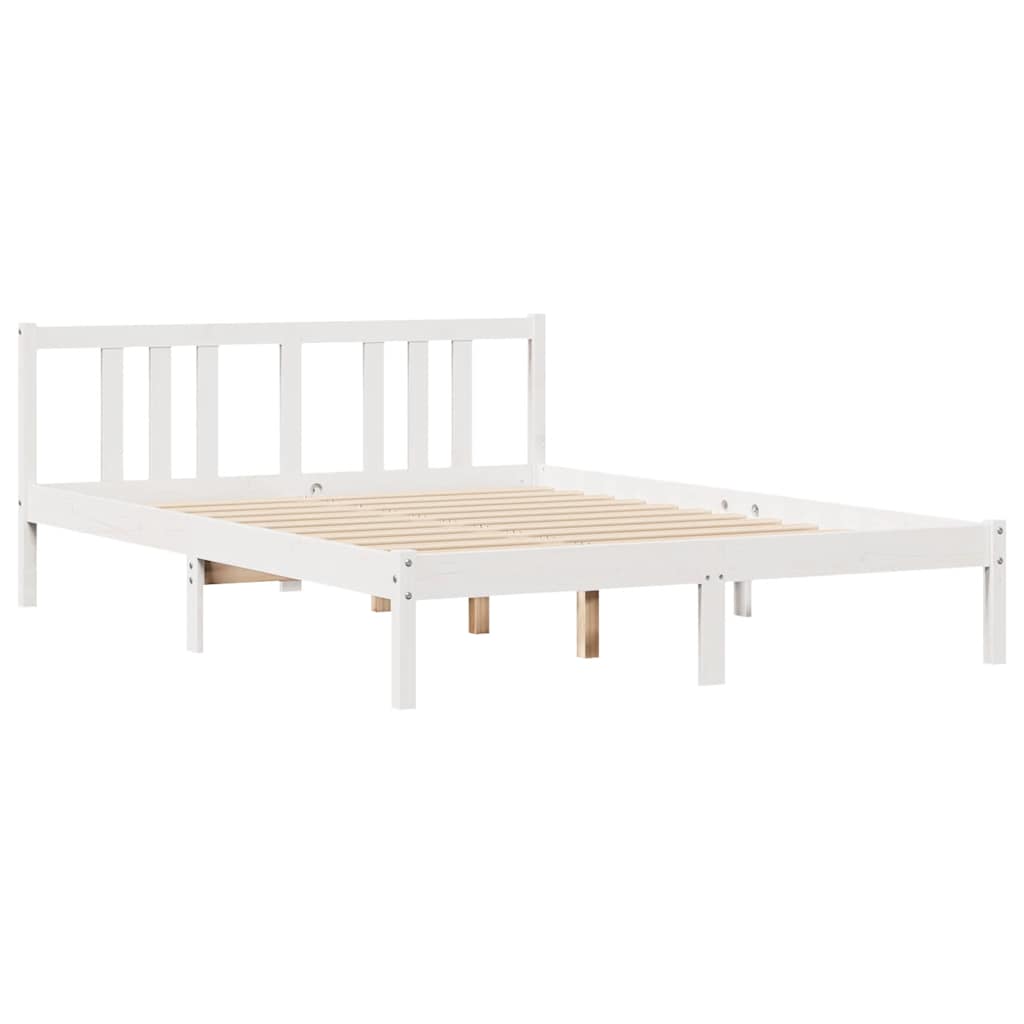 Cadre de lit sans matelas blanc 140x200 cm bois de pin massif - XIOS