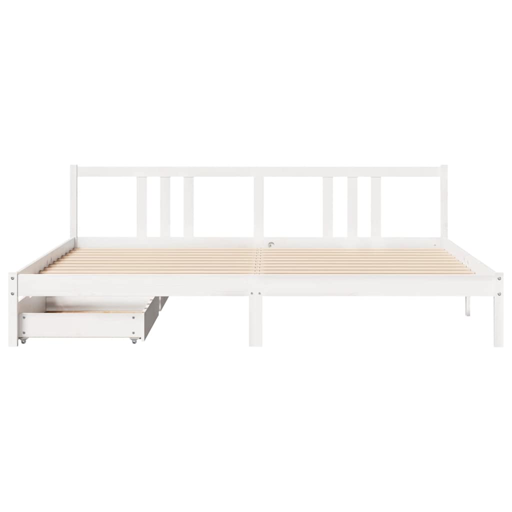 Cadre de lit sans matelas blanc 200x200 cm bois massif de pin - XIOS