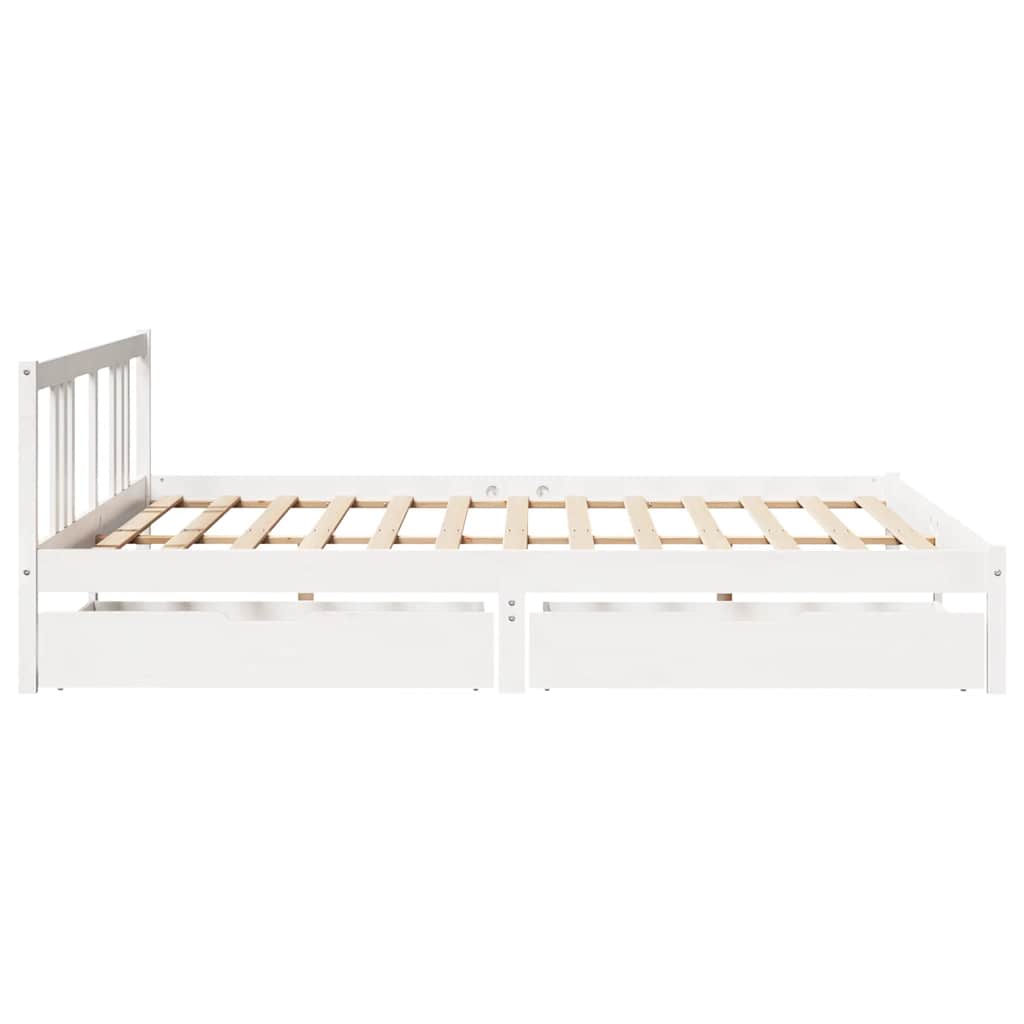 Cadre de lit sans matelas blanc 200x200 cm bois massif de pin - XIOS
