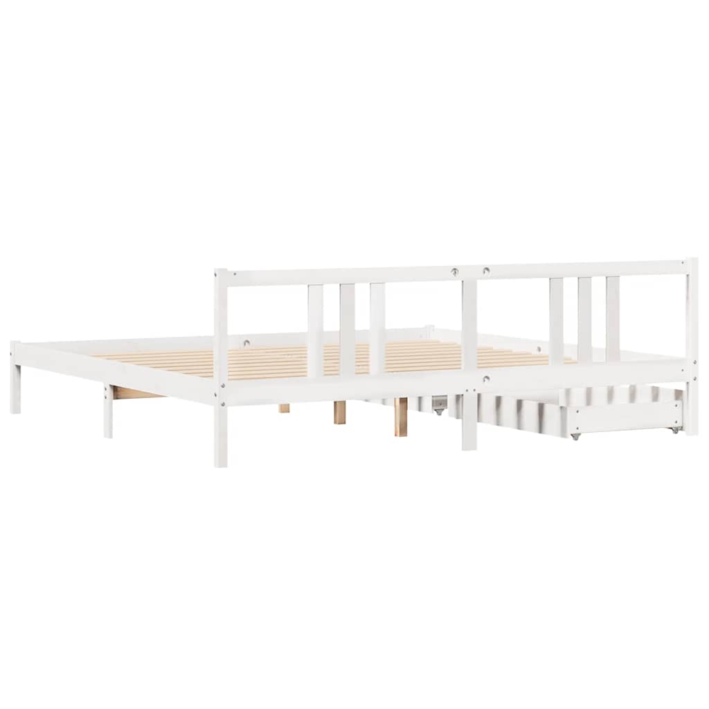 Cadre de lit sans matelas blanc 200x200 cm bois massif de pin - XIOS