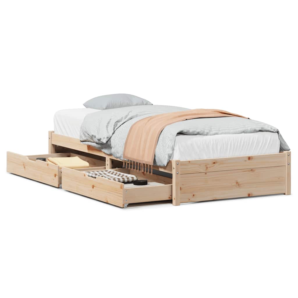 Cadre de lit sans matelas 75x190 cm bois de pin massif - XIOS