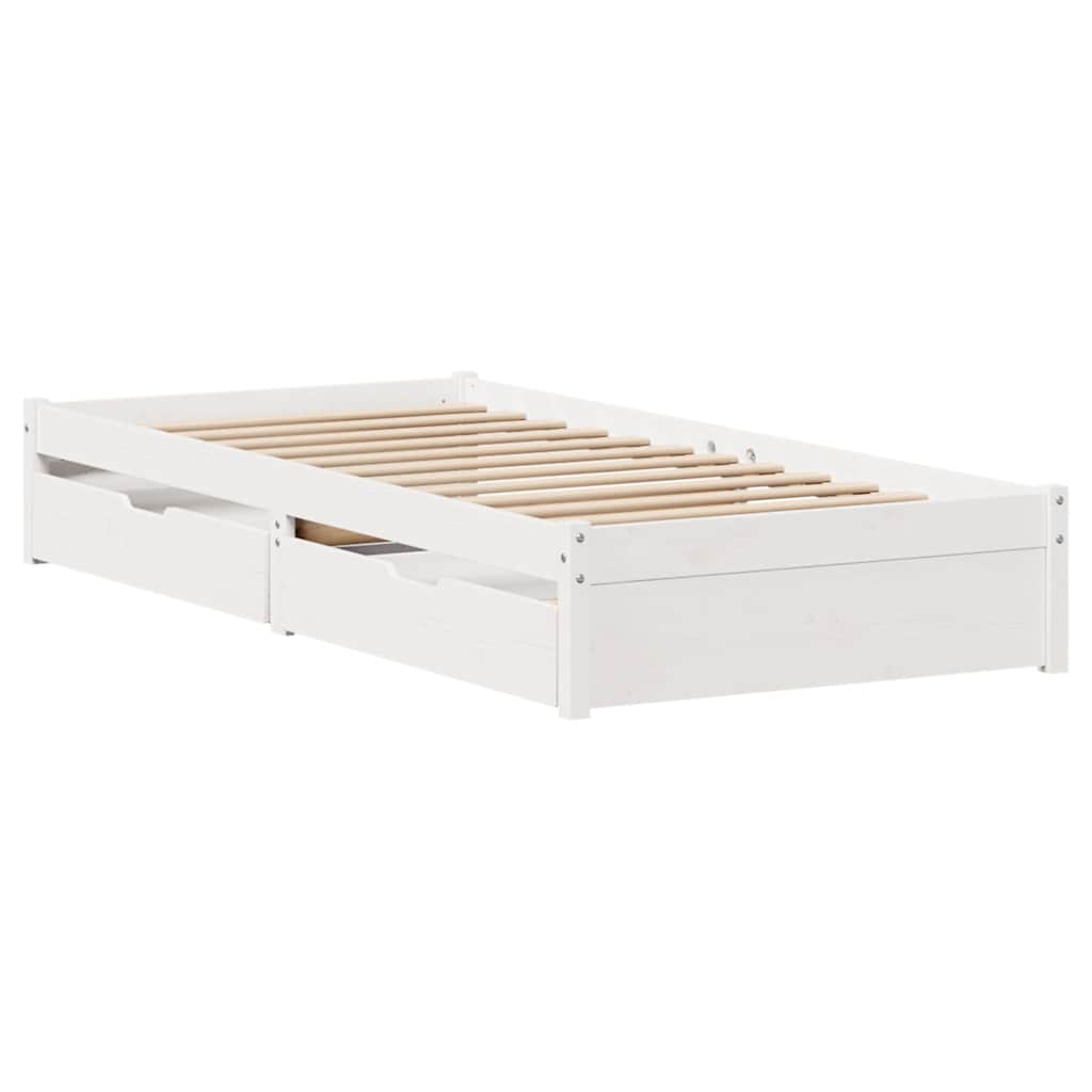 Cadre de lit sans matelas blanc 75x190 cm bois de pin massif - XIOS