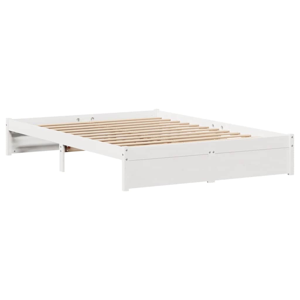 Cadre de lit sans matelas blanc 140x190 cm bois de pin massif - XIOS