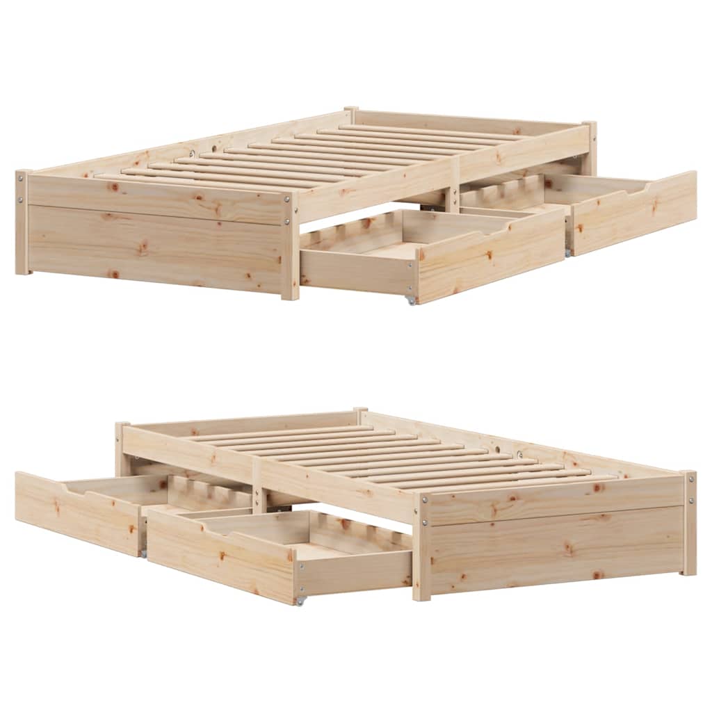 Cadre de lit sans matelas 90x200 cm bois de pin massif - XIOS