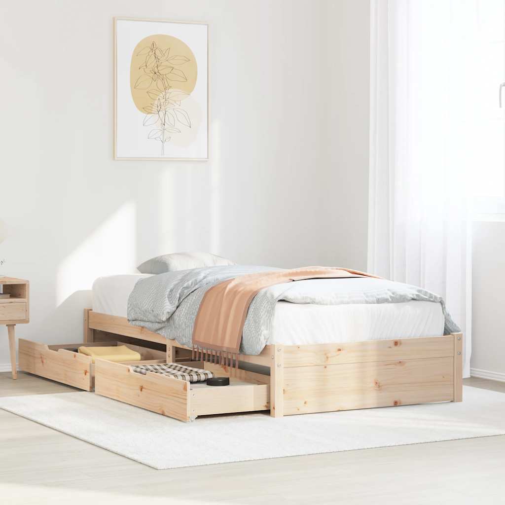 Cadre de lit sans matelas 90x200 cm bois de pin massif - XIOS