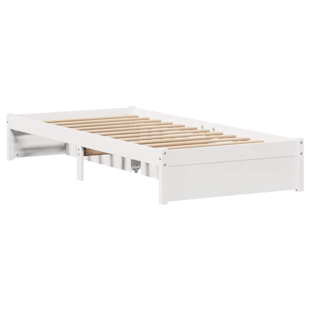 Cadre de lit sans matelas blanc 100x200 cm bois de pin massif - XIOS