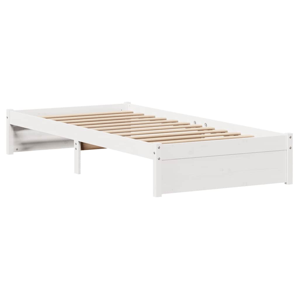 Cadre de lit sans matelas blanc 100x200 cm bois de pin massif - XIOS