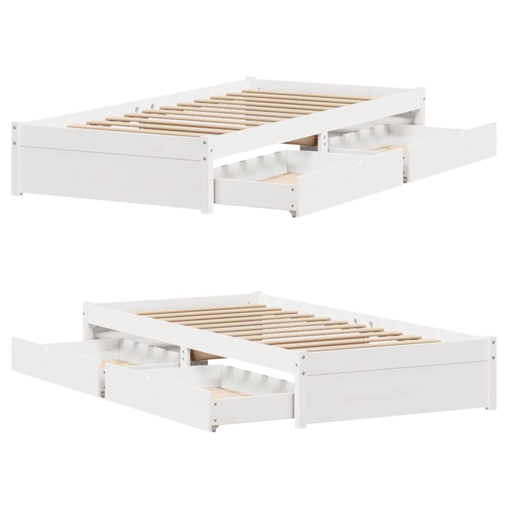 Cadre de lit sans matelas blanc 100x200 cm bois de pin massif - XIOS