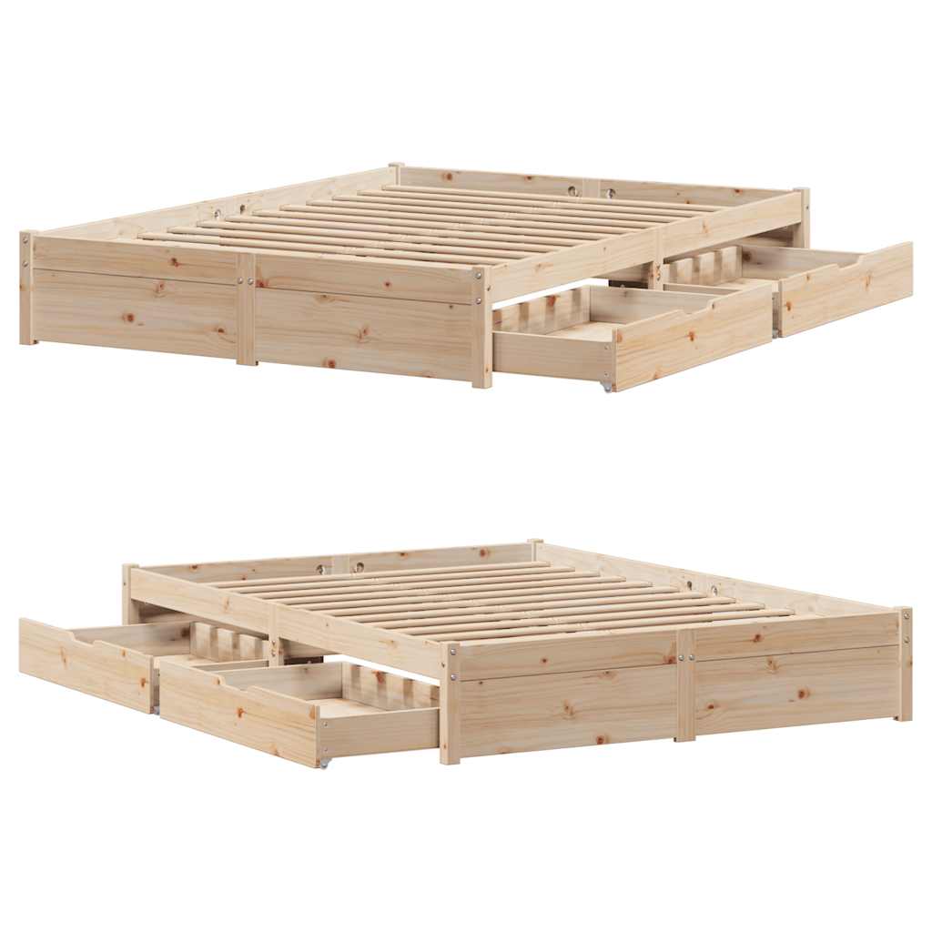 Cadre de lit sans matelas 120x200 cm bois de pin massif - XIOS