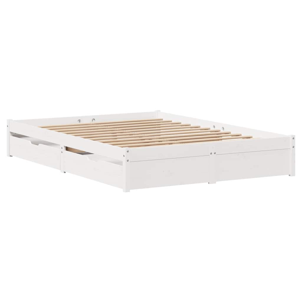 Cadre de lit sans matelas blanc 120x200 cm bois de pin massif - XIOS