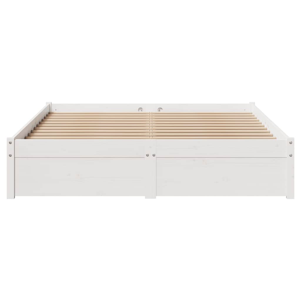 Cadre de lit sans matelas blanc 120x200 cm bois de pin massif - XIOS