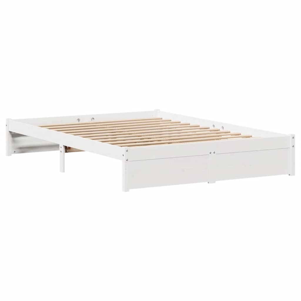 Cadre de lit sans matelas blanc 120x200 cm bois de pin massif - XIOS