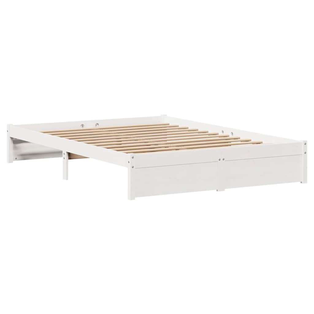 Cadre de lit sans matelas blanc 120x200 cm bois de pin massif - XIOS